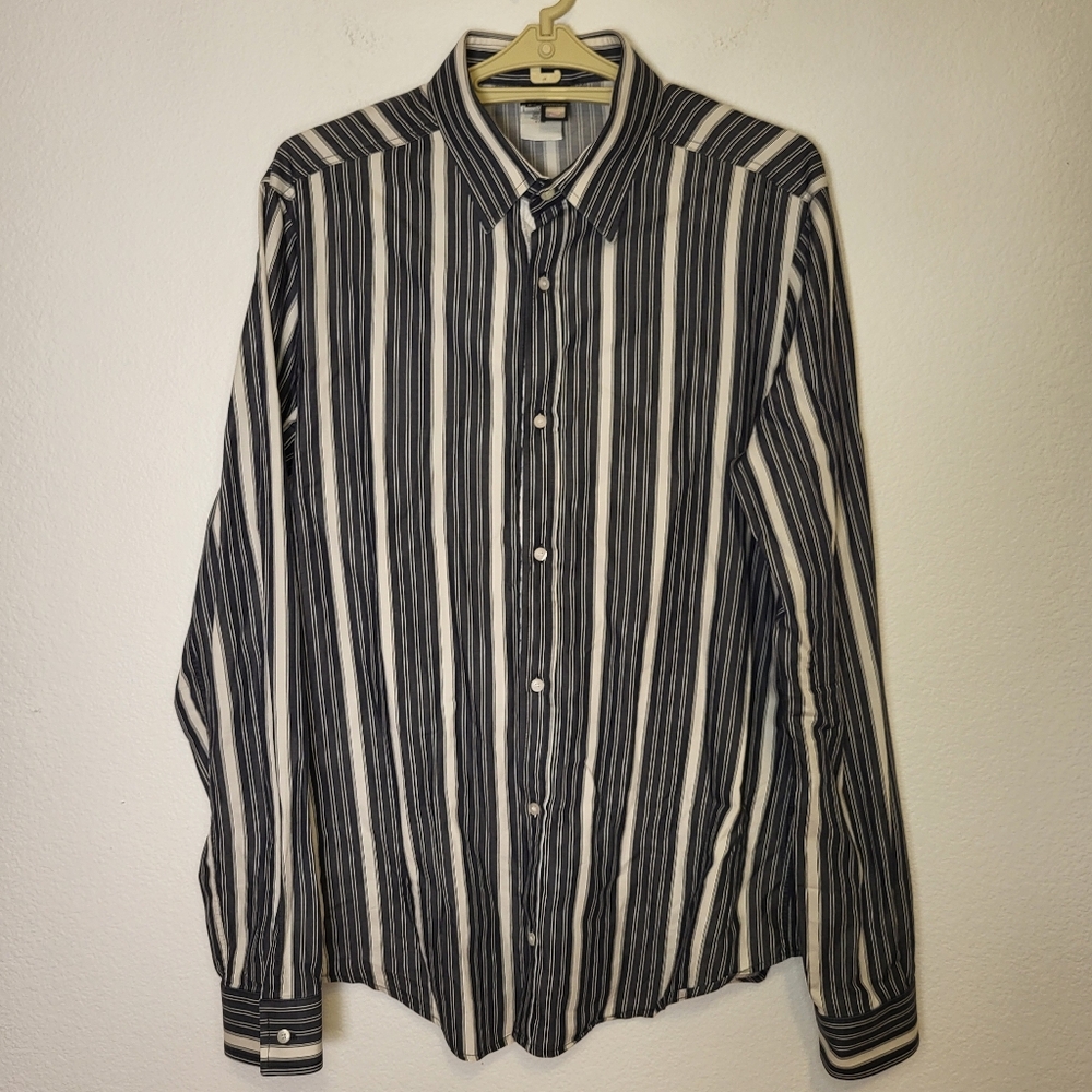 Just Cavalli Roberto Cavalli Striped Button Shirt size It 54 (US 17")